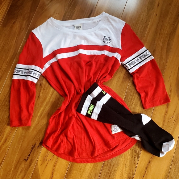 PINK VICTORIA'S SECRET Top/Socks- Size SP EUC - Picture 4 of 4